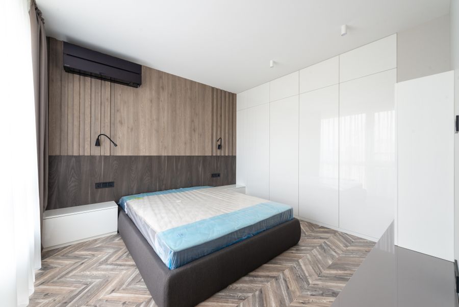 Dormitorio moderno minimalista y diseño funcional